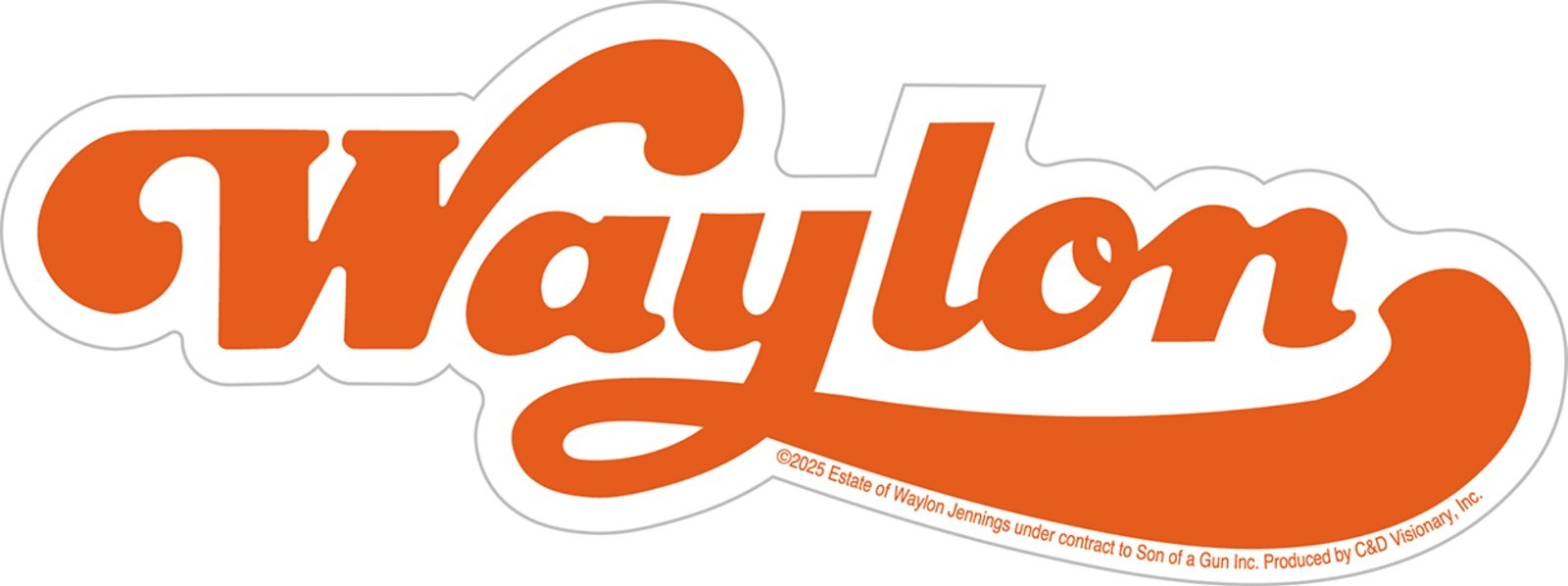 Sticker – Waylon Jennings Script Logo Western Country Music Band Retro 6.5"