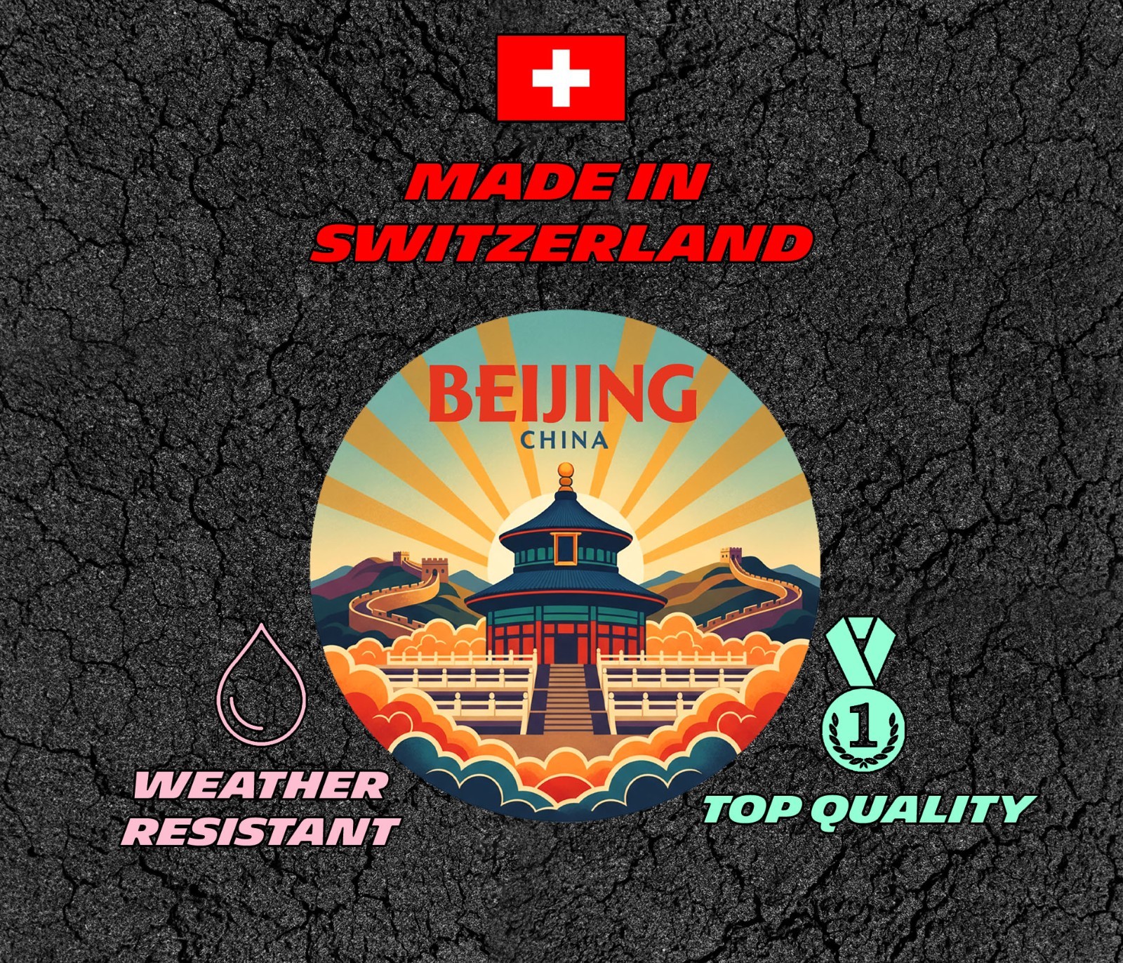 Beijing China Vintage Travel Sticker Die Cut Waterproof Vinyl Laptop Decal
