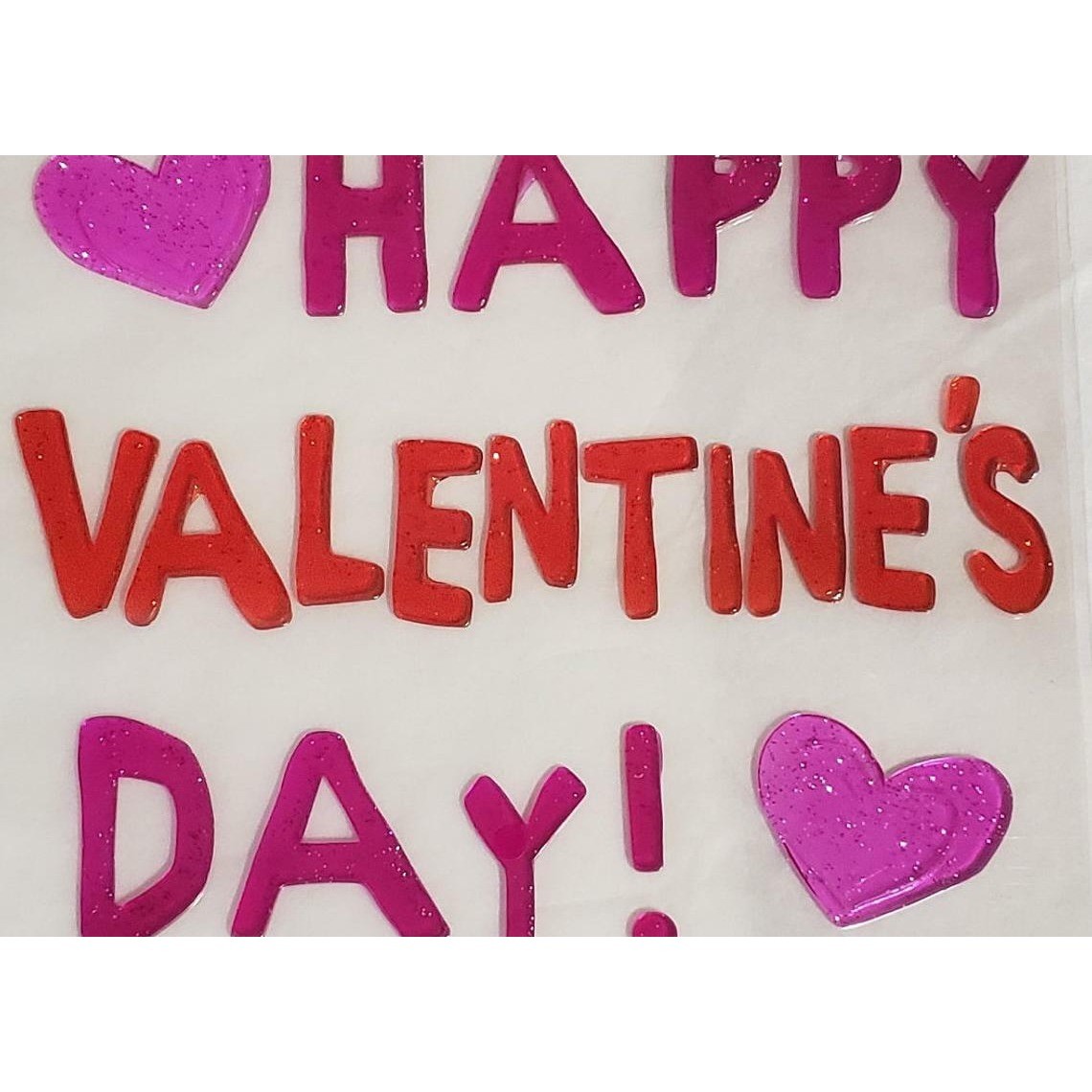 NEW Happy Valentine's Day! 2 Hearts Window Gel Clings Decorations 23 pc CUTE!!!