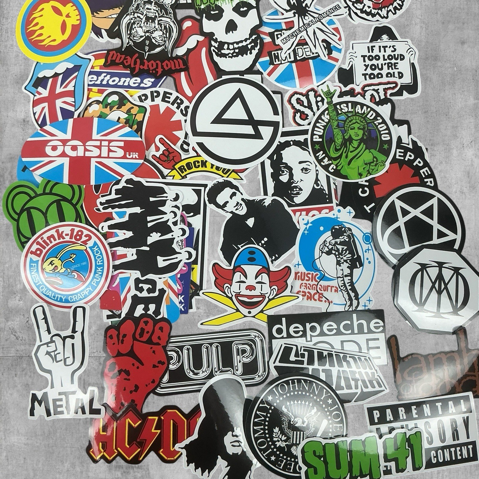 100PCS Rock Band Stickers Vinyl Decals AC/DC KISS Misfits Punk Metal Emo