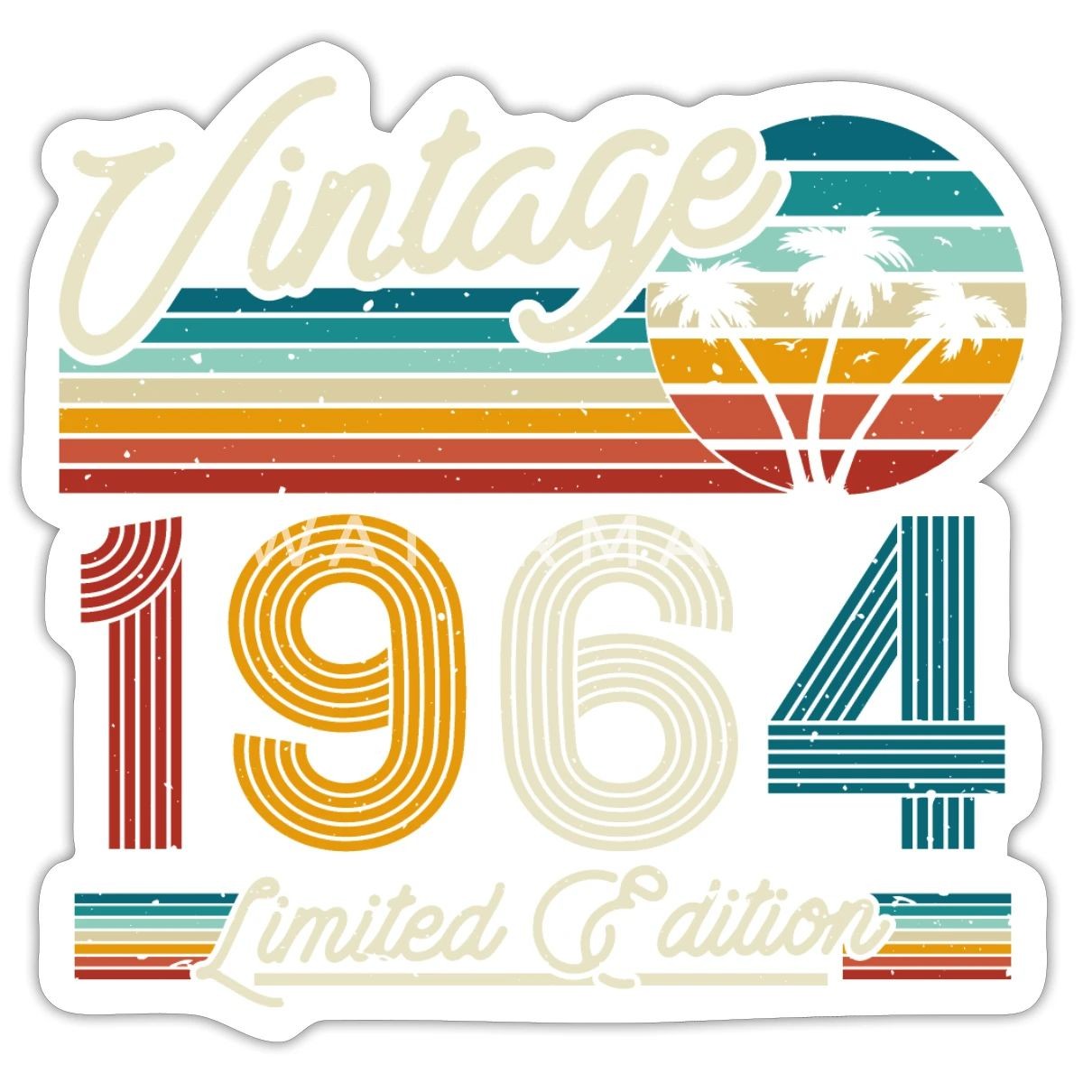 Vintage 1964 Limited Edition 60th Birthday Gift Sticker, max. 4 x 4"