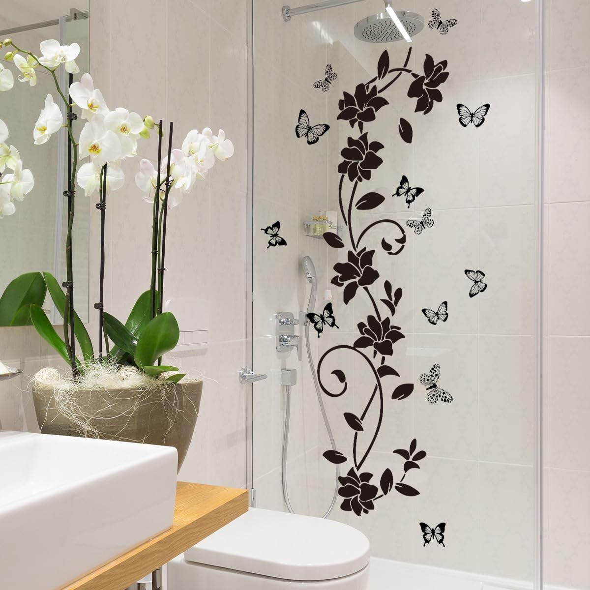 Flower Wall Stickers Floral Plants Wall Art Decals for Bedroom Living Room So…