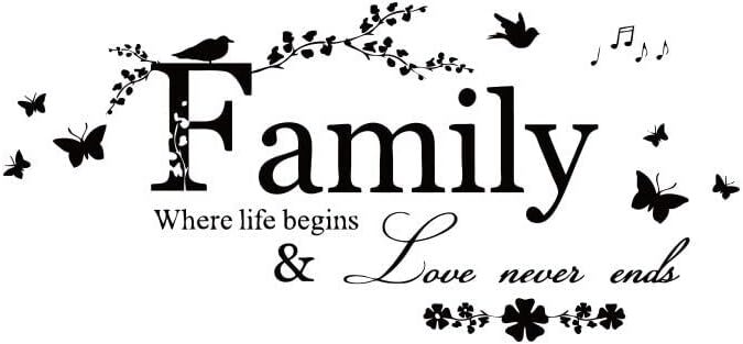 Family Letter Quote Removable Vinyl Decal Art Mural Home 22" x 10", Black