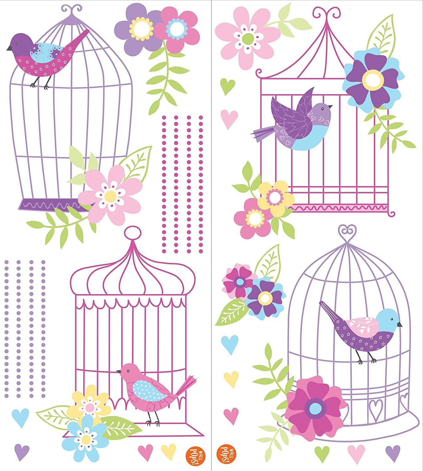Chirping the Day Away Bird Cages Wall Pops Peel & Stick Appliques WPK0625