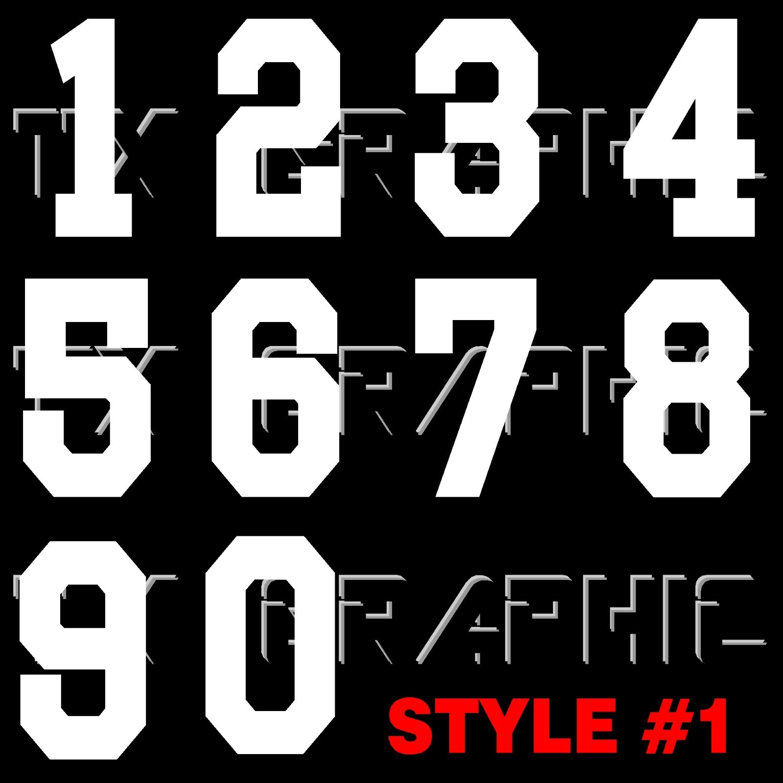 IRON ON HEAT TRANSFER UNIFORM NUMBER VINYL DIGIT SPORT JERSEY SOCCER BASEBALL