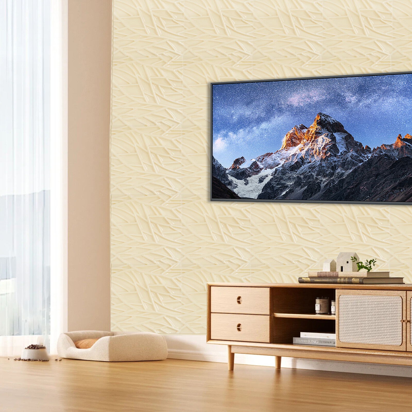 Decor Wall Panles for Living Room Bedroom Beige 3D Wall Panels for Interior Wall