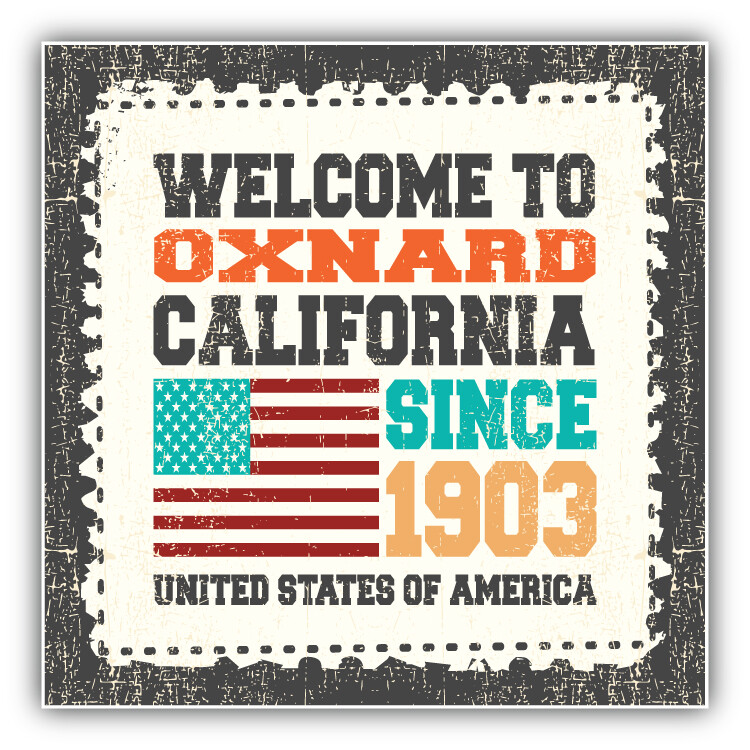 Oxnard Grunge Travel Postage Stamp Car Bumper Sticker Decal