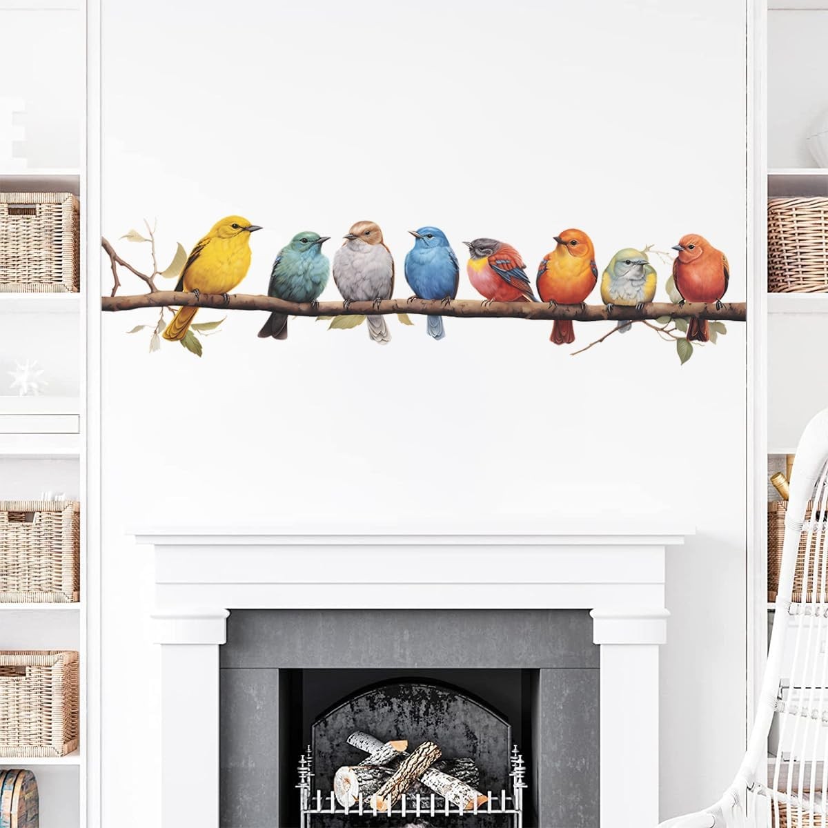 Watercolor Birds Wall Decals 2 Pack Peel & Stick Vinyl Stickers for Kids Room