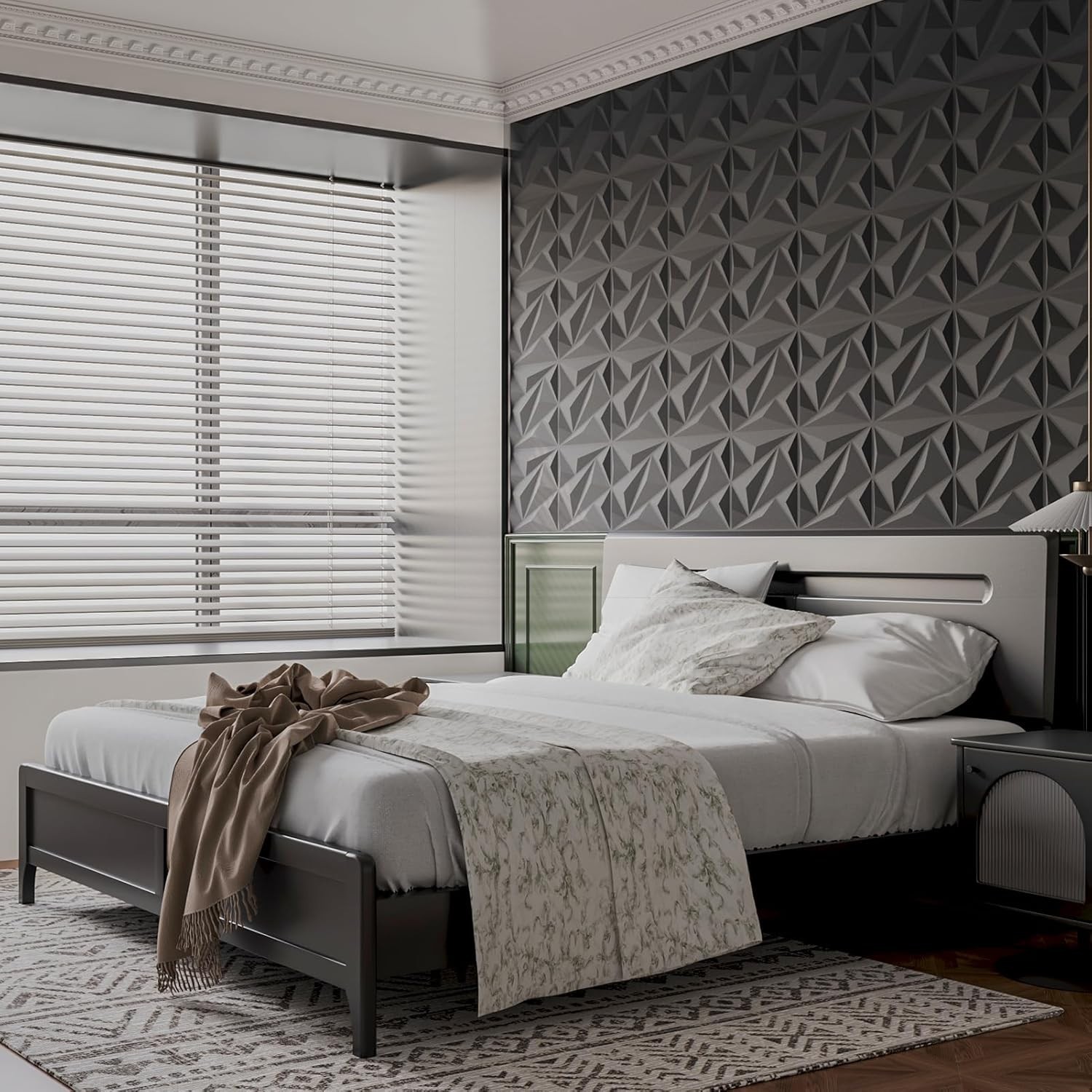 DIY 3D Diamond Wall Panels Set – 33 Elegant Black Vinyl Sheets for Any Room