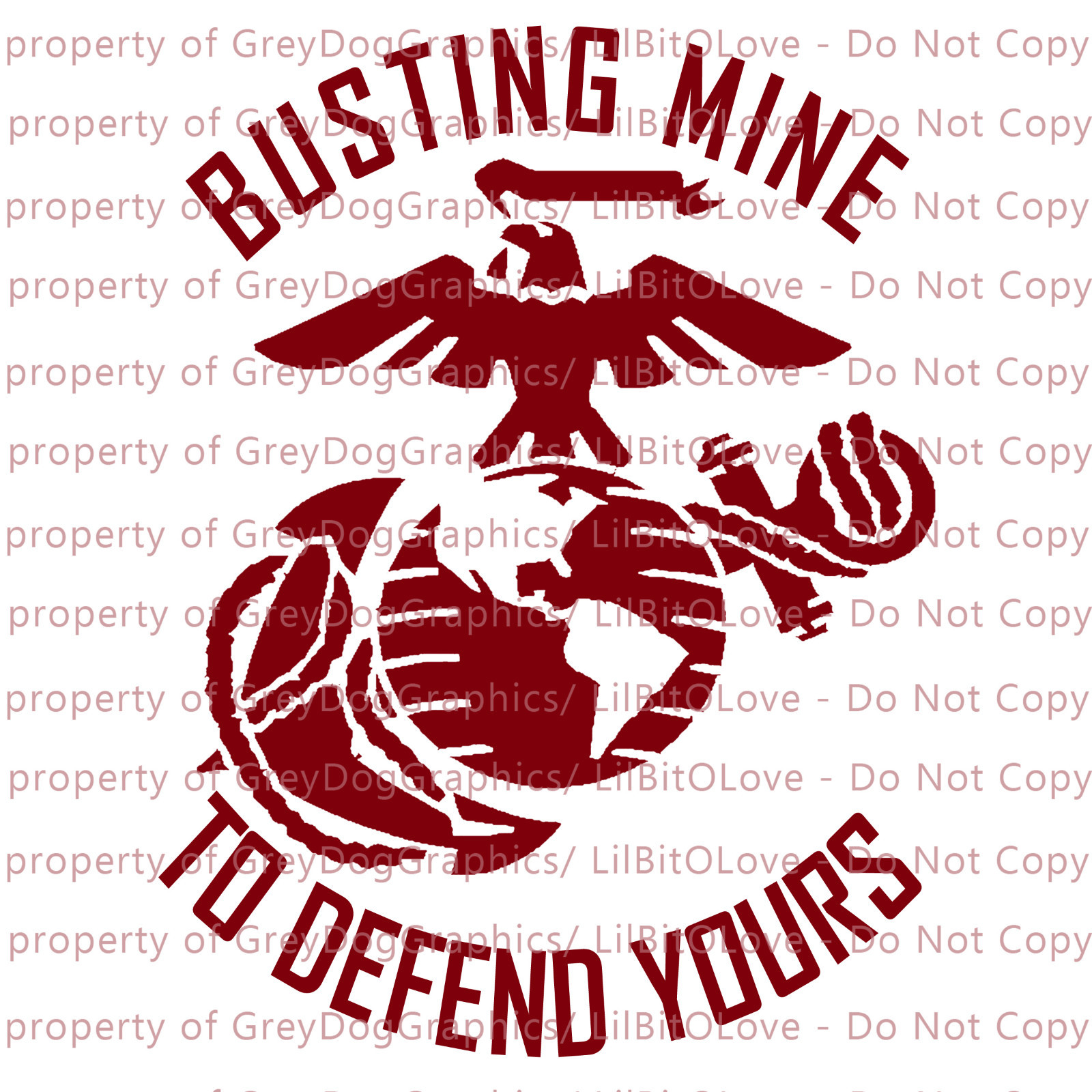 Busting Mine to Defend Yours Vinyl Decal EGA Marines United States Marine Corps