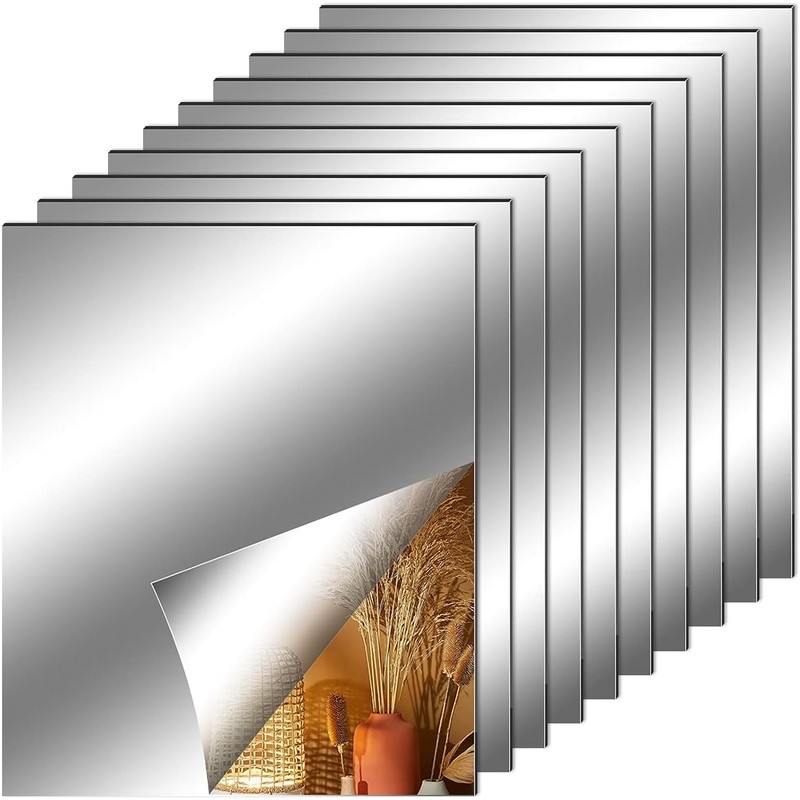 Self-Adhesive Mirror Stickers Decorative Wall Decals Rectangular Safety Material