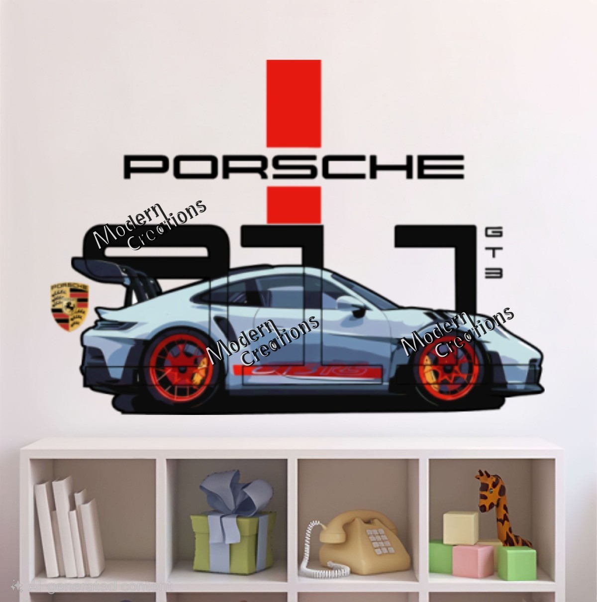Porsche GT3 Racing Car Wall Sticker Sports car Auto Vinyl Decal Home Room Decor