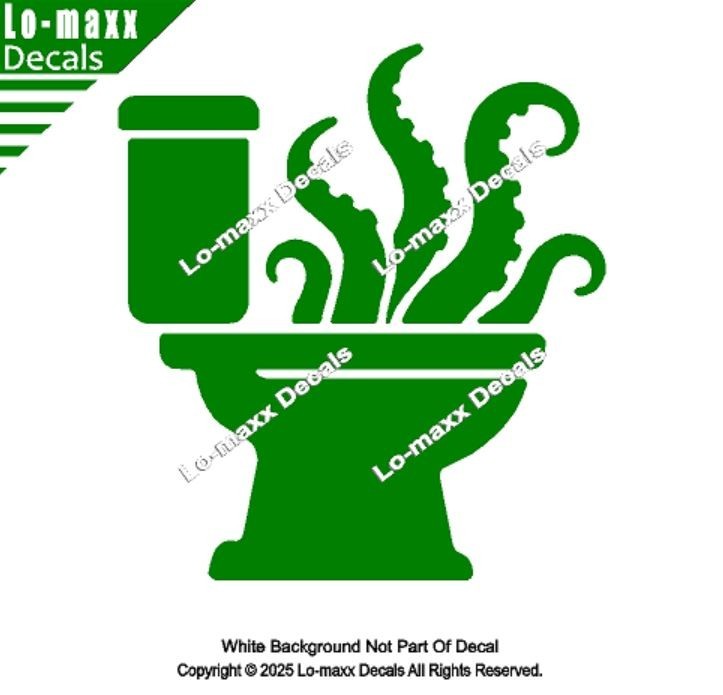 Octopus Tentacles Toilet Pictogram Restroom Vinyl Decal Unnatural Origins