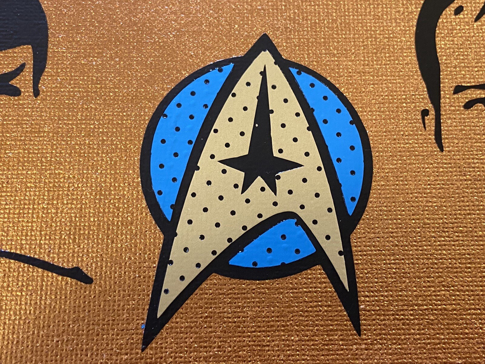 Handcrafted Star Trek Kirk & Spock Vinyl On Canvas 9×12 Signed Artwork B