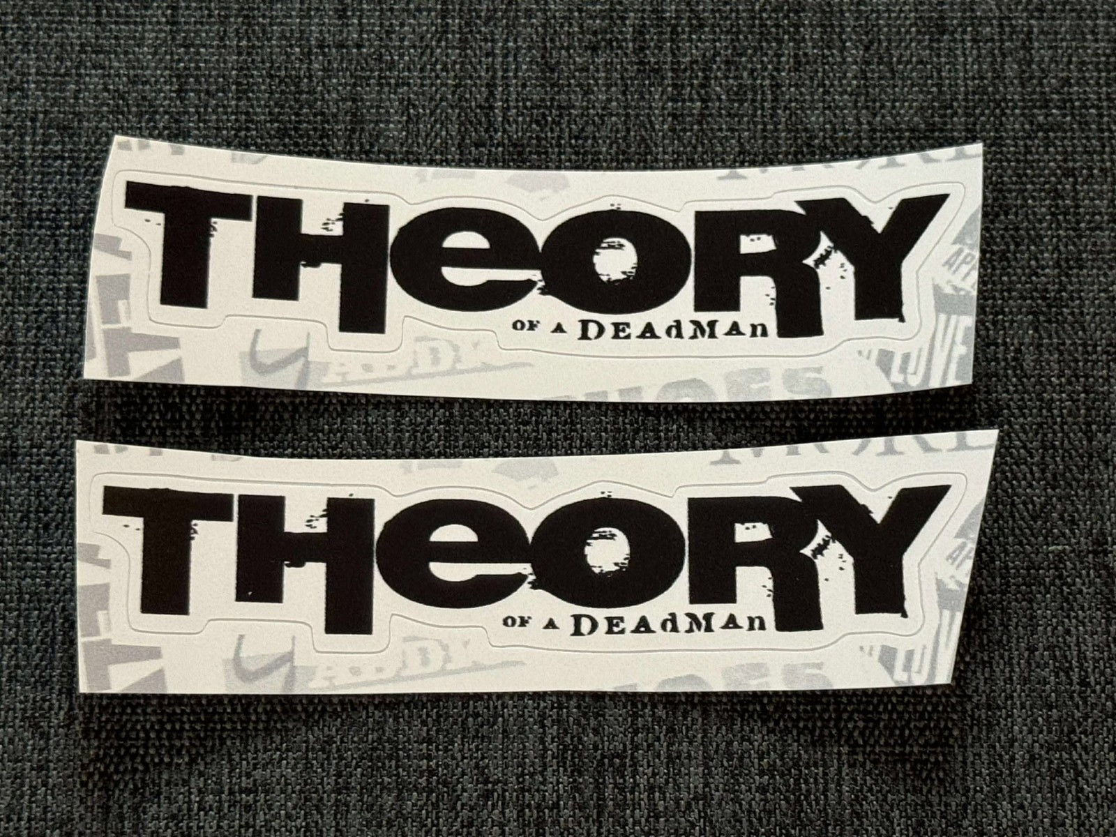Lot (2) THEORY OF A DEADMAN 5/8" x 3 3/8" Band Logo STICKERS Fast! FREE SHIP!