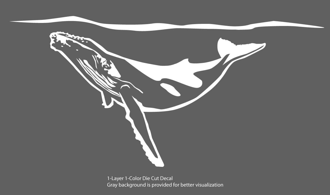Sea life – Ocean Gray Whale 3 Outdoor Window Decal Vinyl Sticker 6Yrs Film