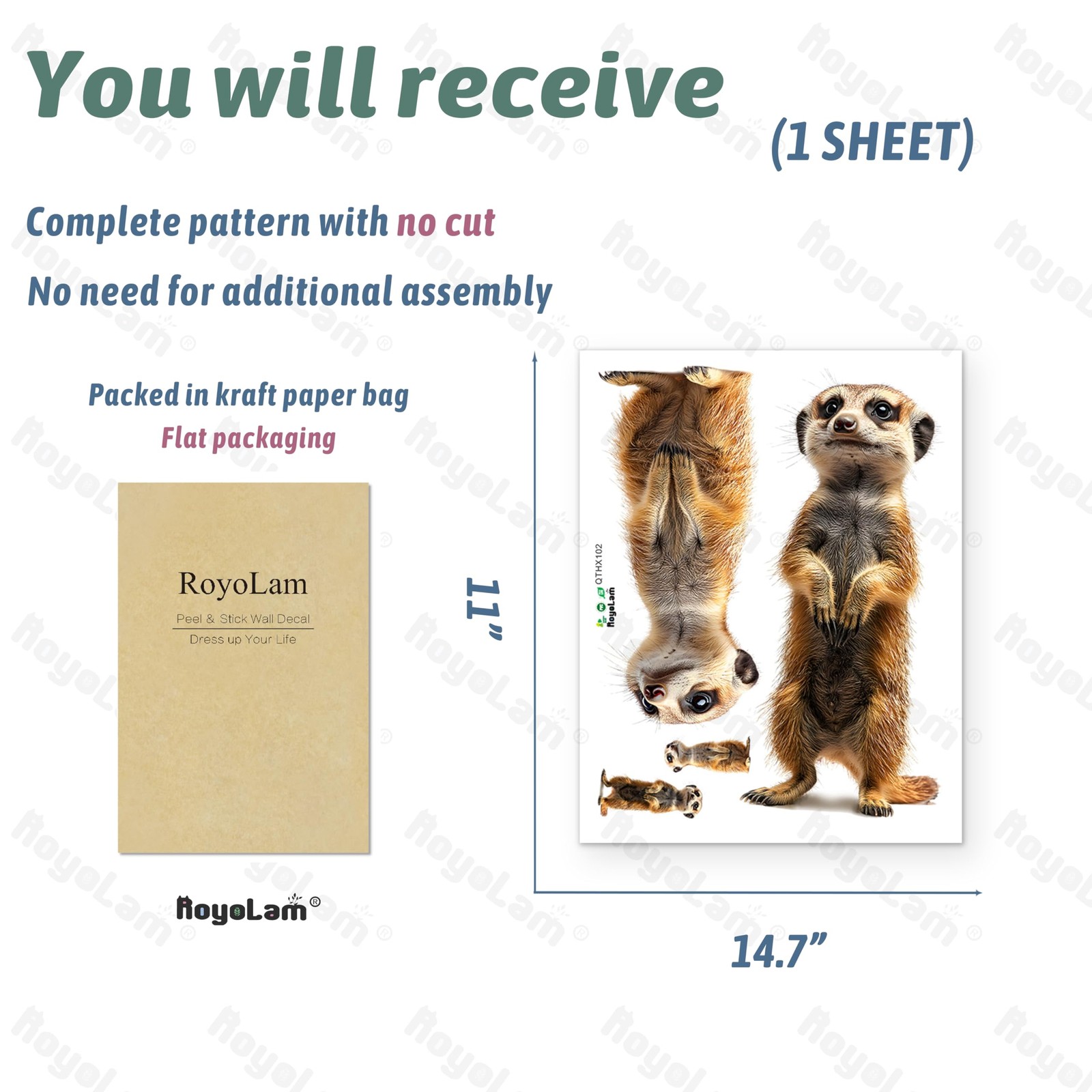 Meerkat Wall Decals Removable African Animal Vinyl Stickers for Nursery Livin…