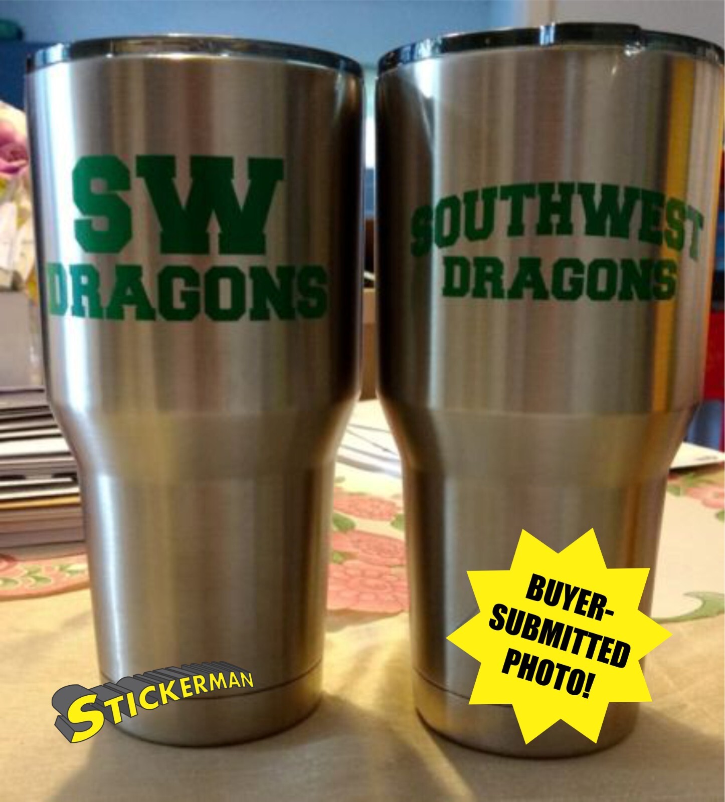 Custom Vinyl Lettering Name Decal Sticker for Stanley Yeti RTIC or Any Tumbler