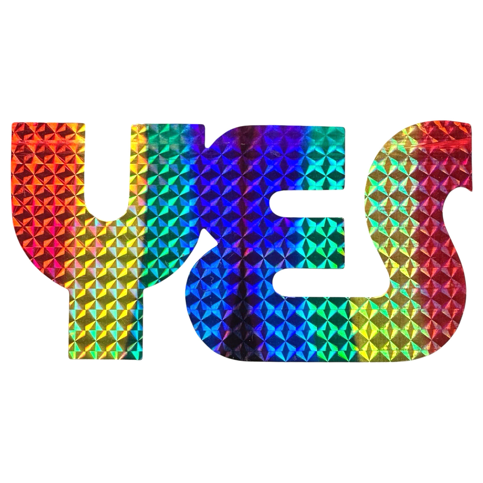 Vintage YES Rainbow Prism Holographic Sticker Psychedelic Retro Decal Rock Band