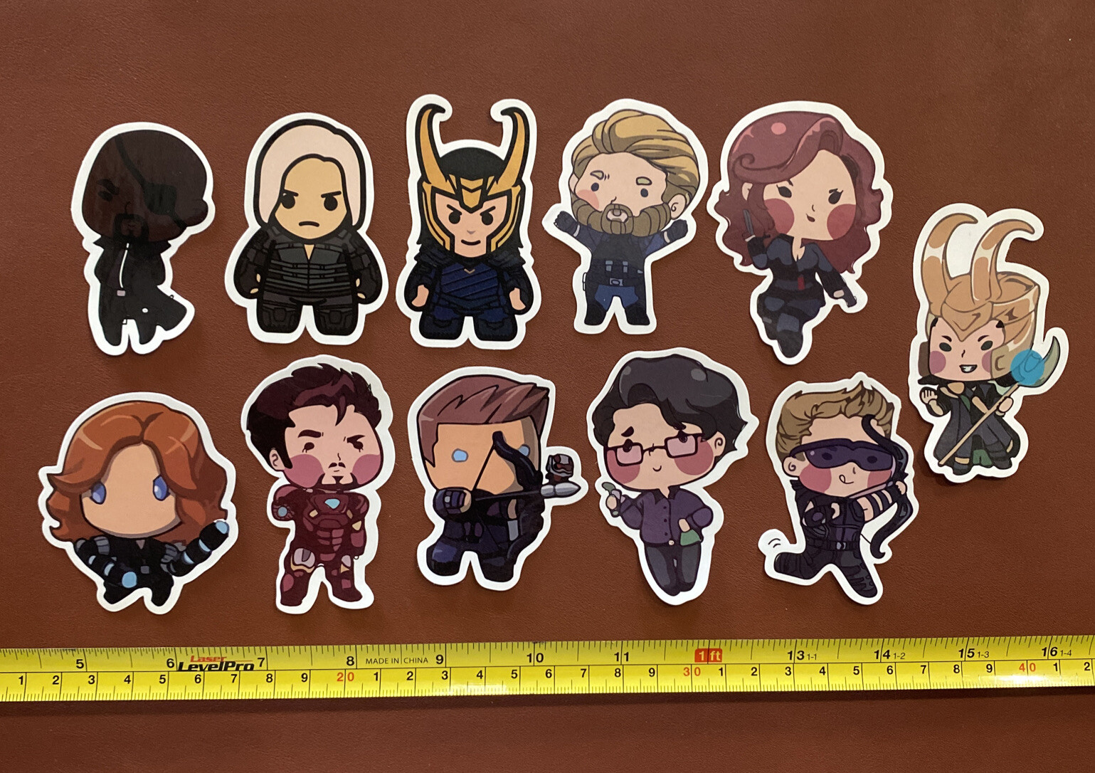 11pc Original 6 Avengers Black Widow Captain America Iron Man Hulk Thor Stickers
