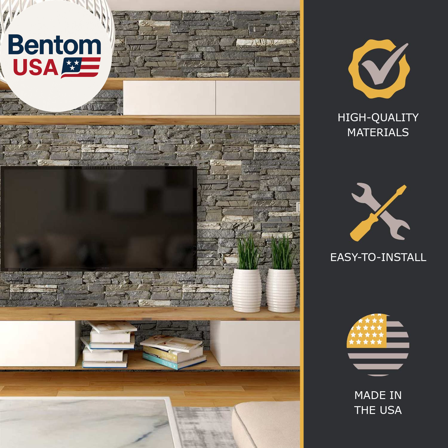High-Density Polyurethane Faux Stone Wall Covering Panels for Interior and Exter