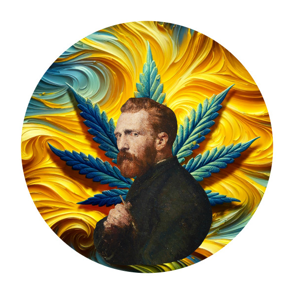 Cannabis Sticker Van Gogh Weed Leaf Design 420 UV Safe Pot Marijuana Ganja Stone