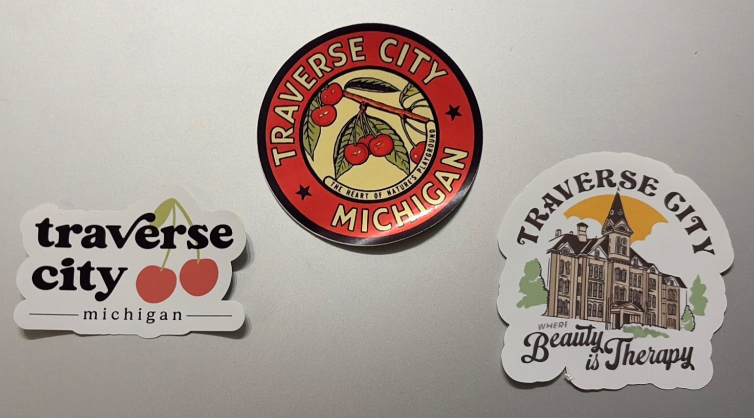 Traverse City Michigan Cherry Sticker Pack (3 Stickers) 3”