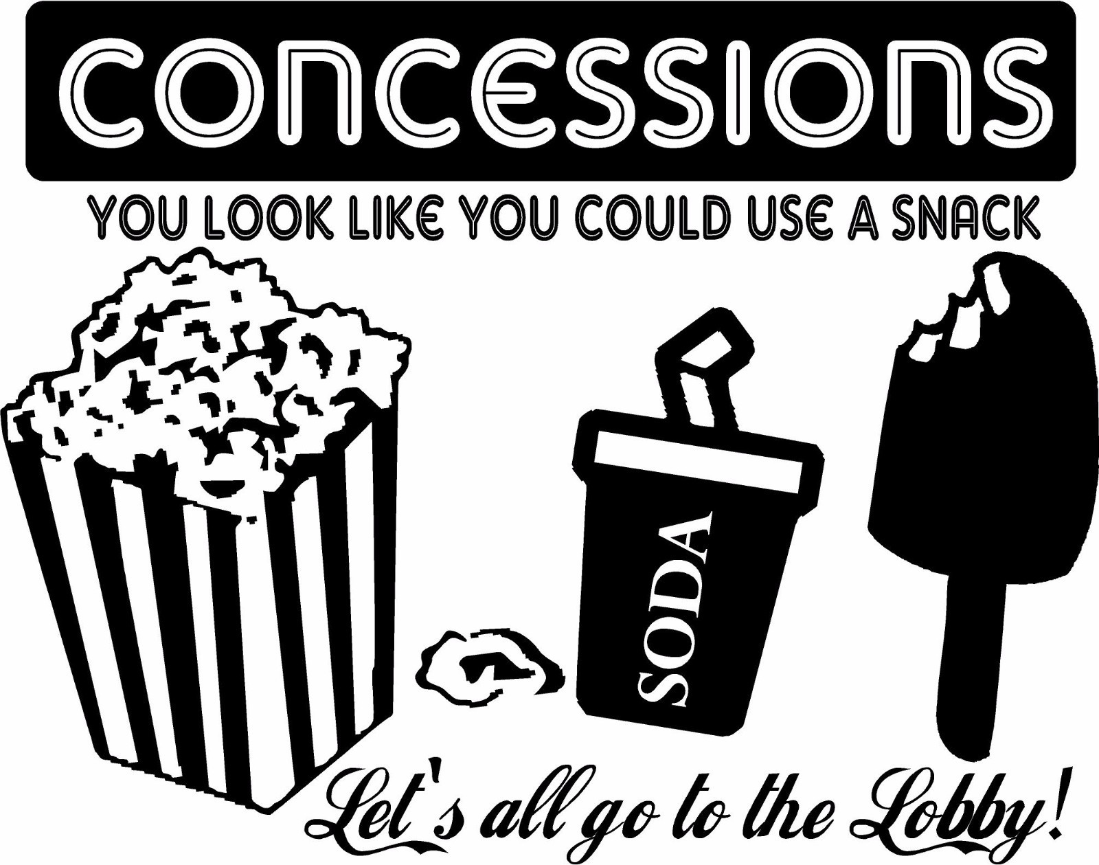 Concession decal for movie room popcorn box soda icecream wall art cinema decals