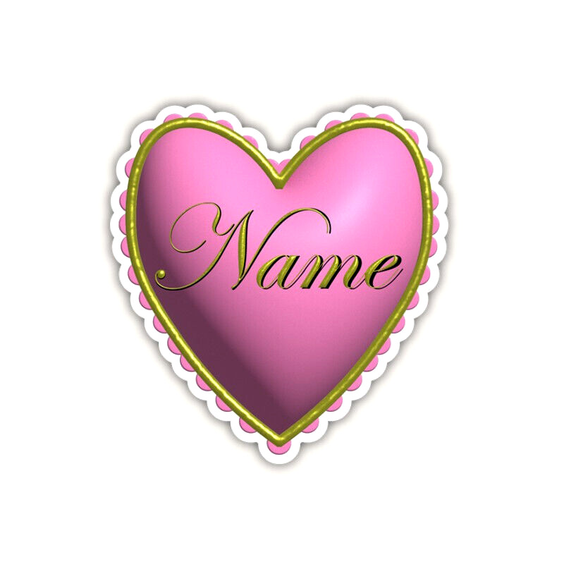 Personalized Vinyl Sticker Pink Heart Custom Name Bottle Laptop Phone Notebook