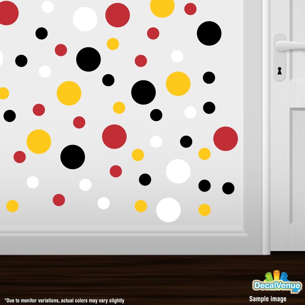 Black/Red/White/Yellow Vinyl Wall Stickers – 2 & 4 inch Circles (60 Decals)