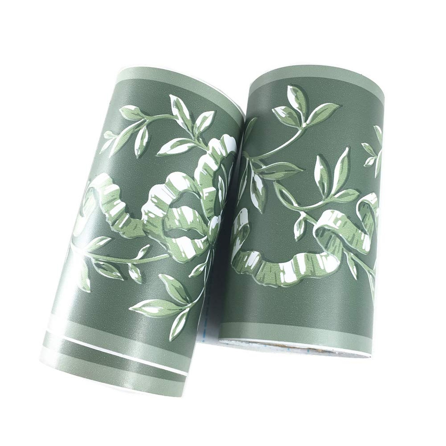 TOOLDECO Elegant Green Rattan Floral Wallpaper Border Peel and Stick Wall Dec…