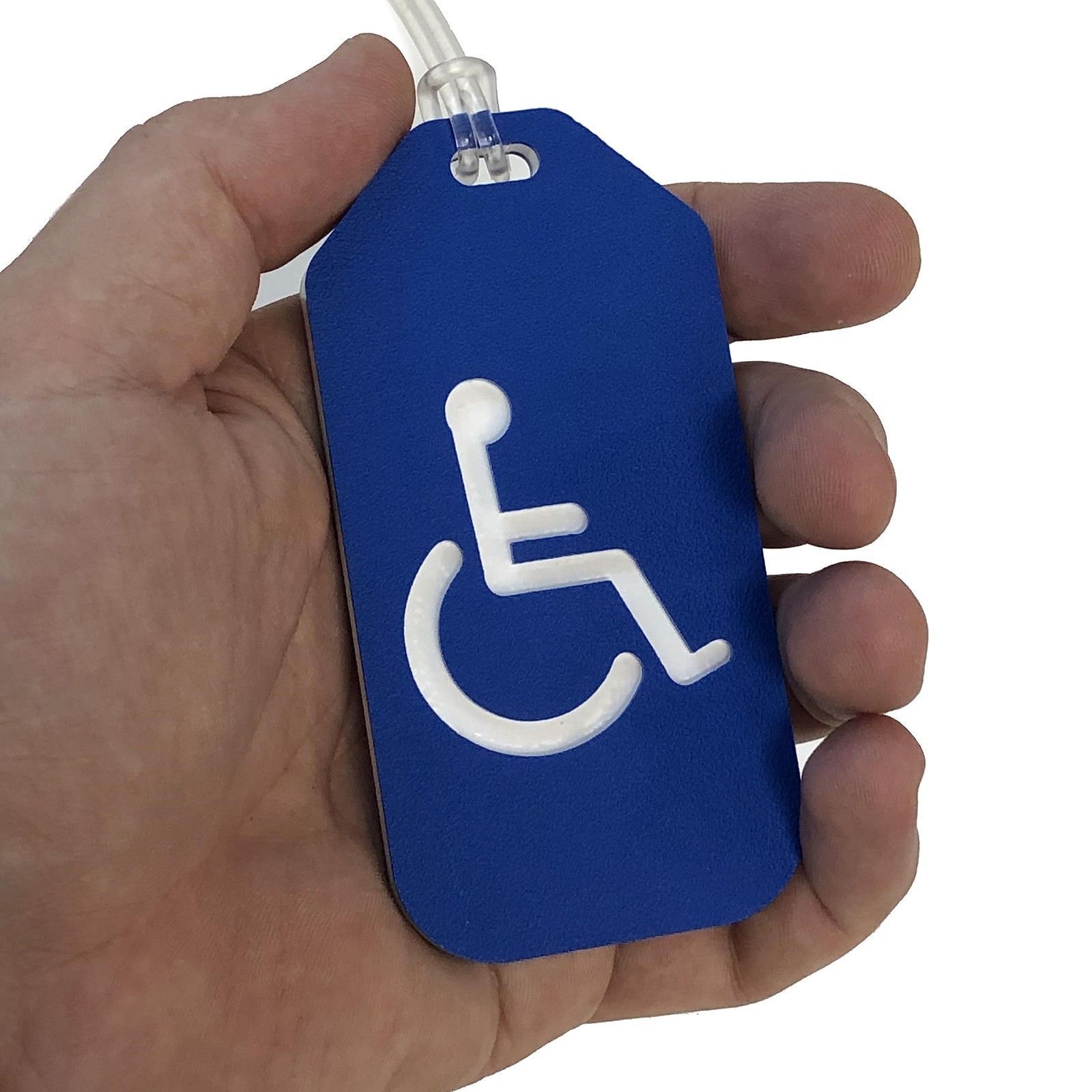 Handicap Luggage Tag, 2" x 4" solid plastic durable wheelchair sign for trave…