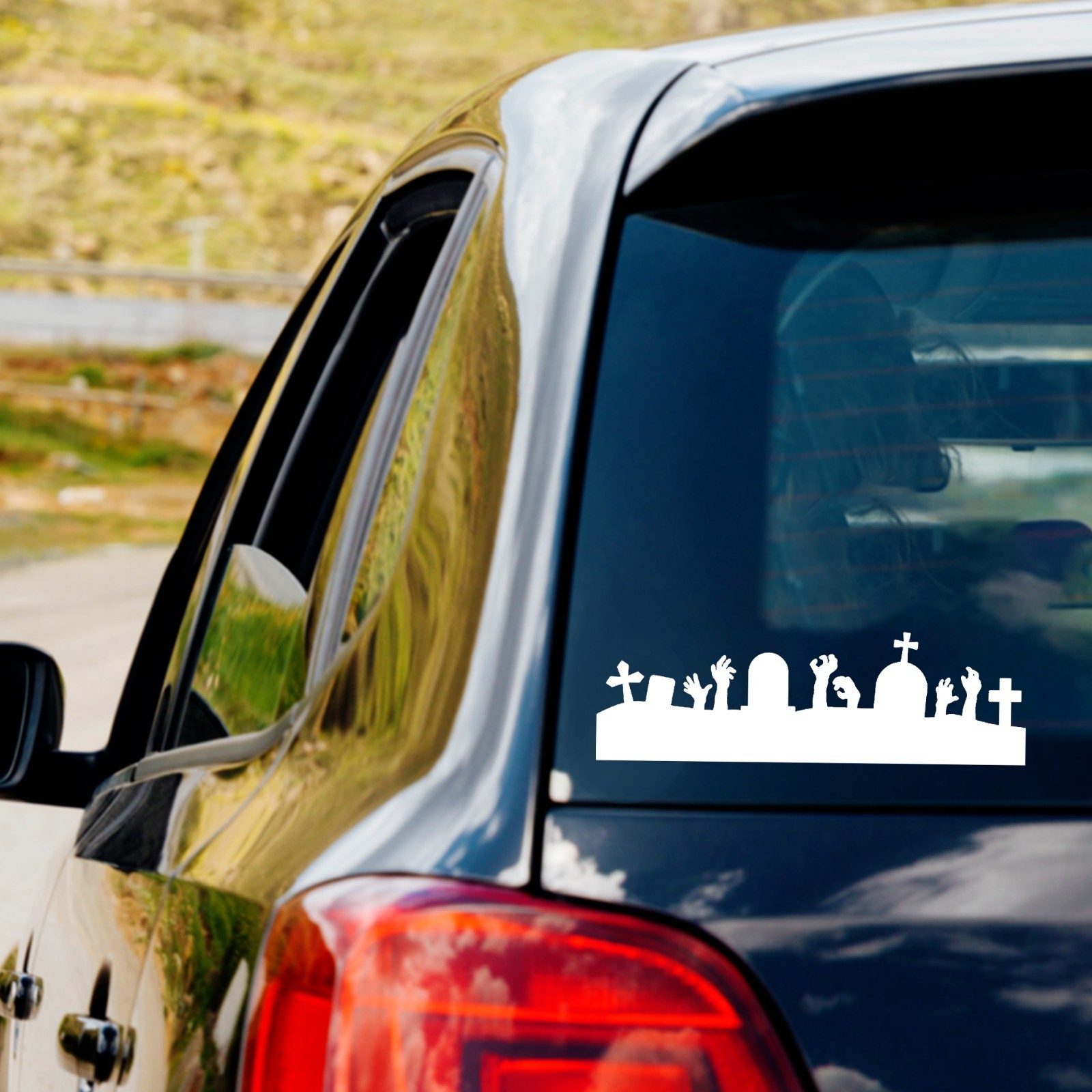 Graveyard Vinyl Decal Sticker Car Truck Window Tombstones Halloween Horror s3