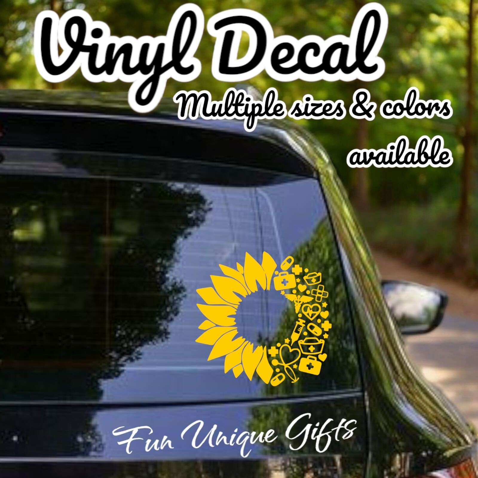 Nurse Sunflower Vinyl Decal Sticker -Multiple Colors & Sizes- FREE SHIPPING