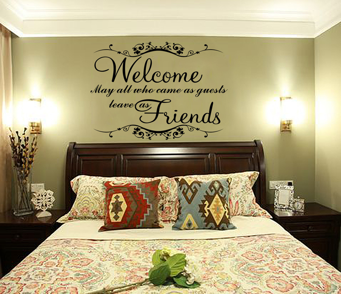 Hand Carving WELCOME FRIENDS Words Quote Wall ART Sticker Decor UK RUI173