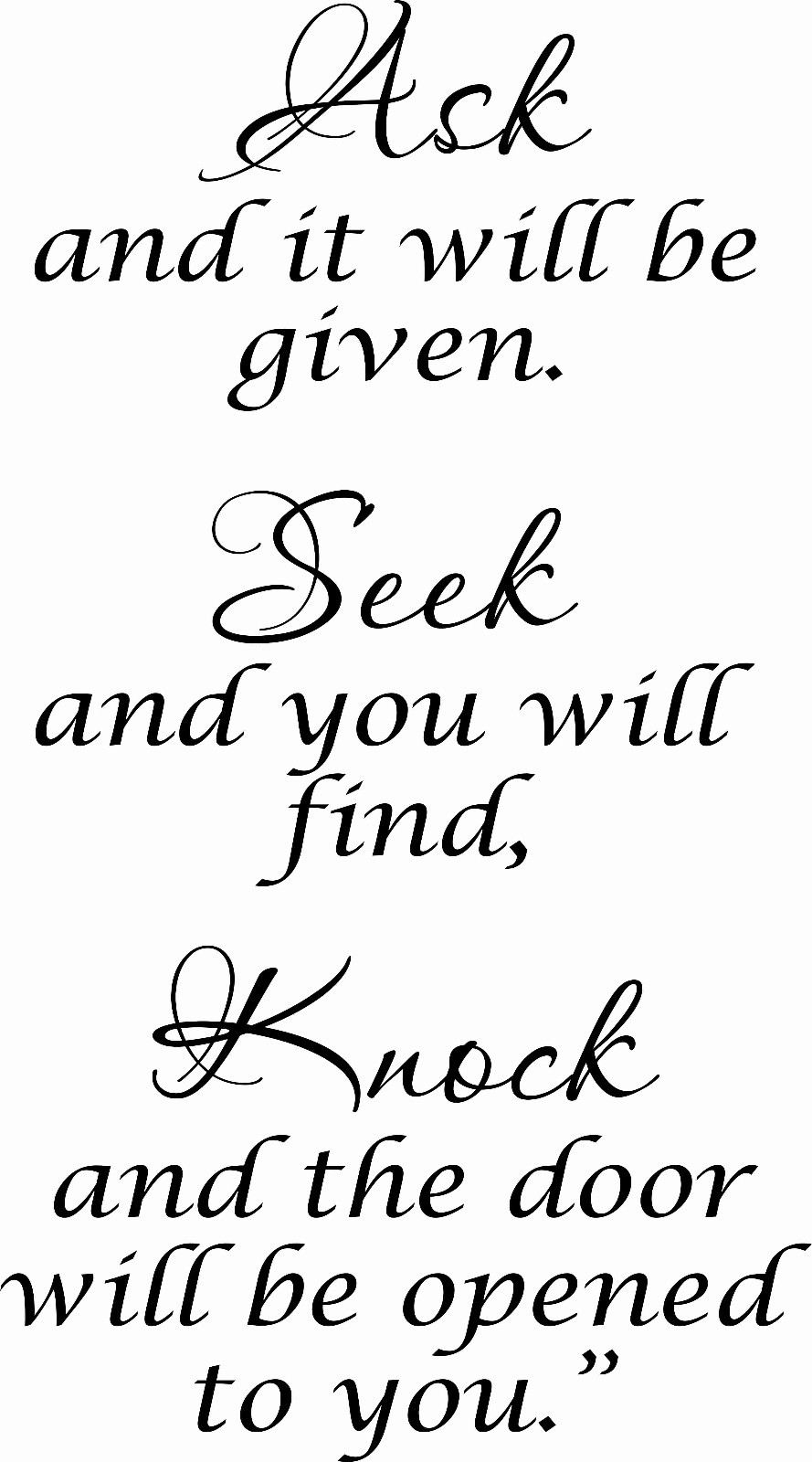 Ask Seek Knock 11 x 22 Bible Verse Vinyl Decal by Scripture Wall Art, Stickers