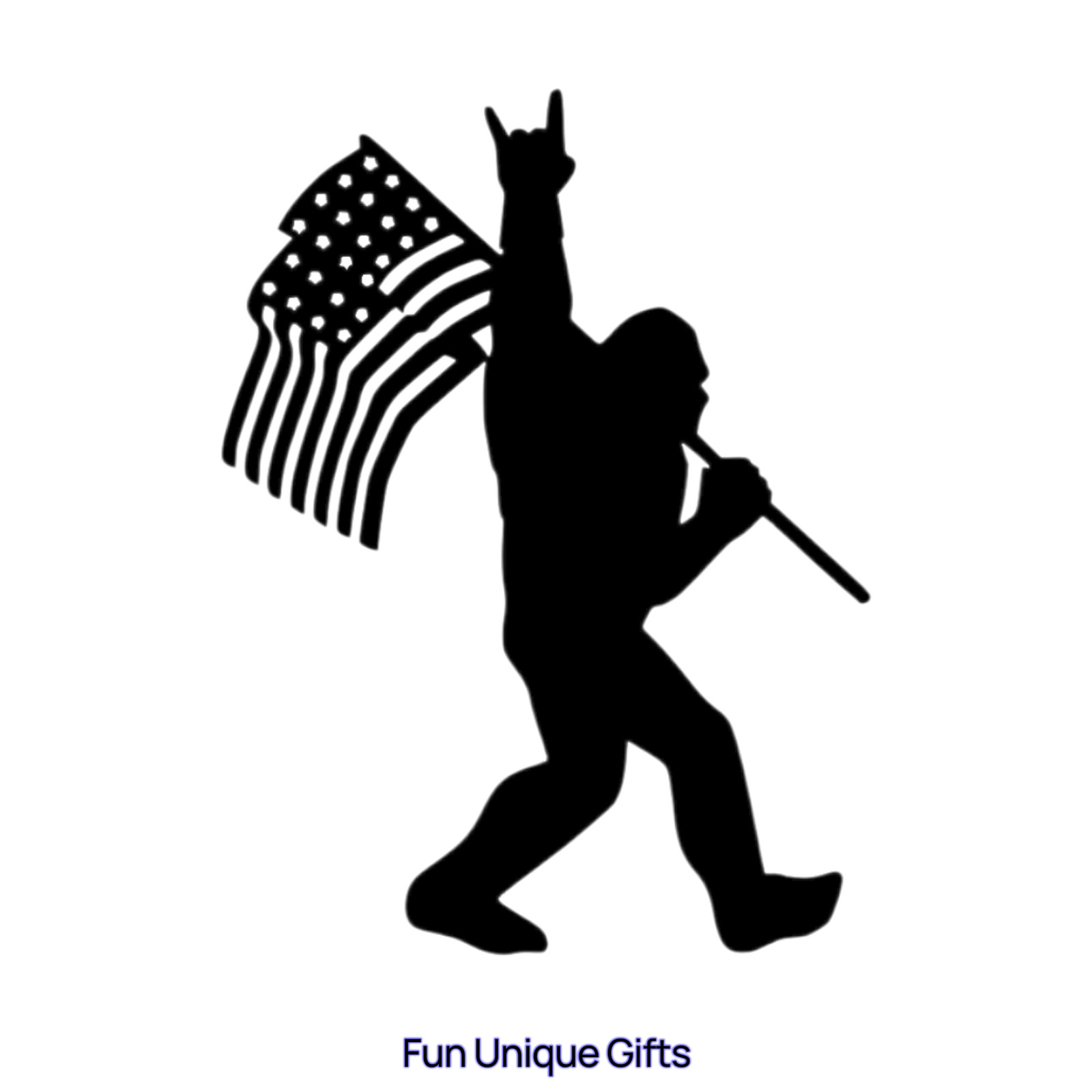 Big foot with FlagVinyl Decal Sticker -Multiple Colors & Sizes- SHIPS FREE!