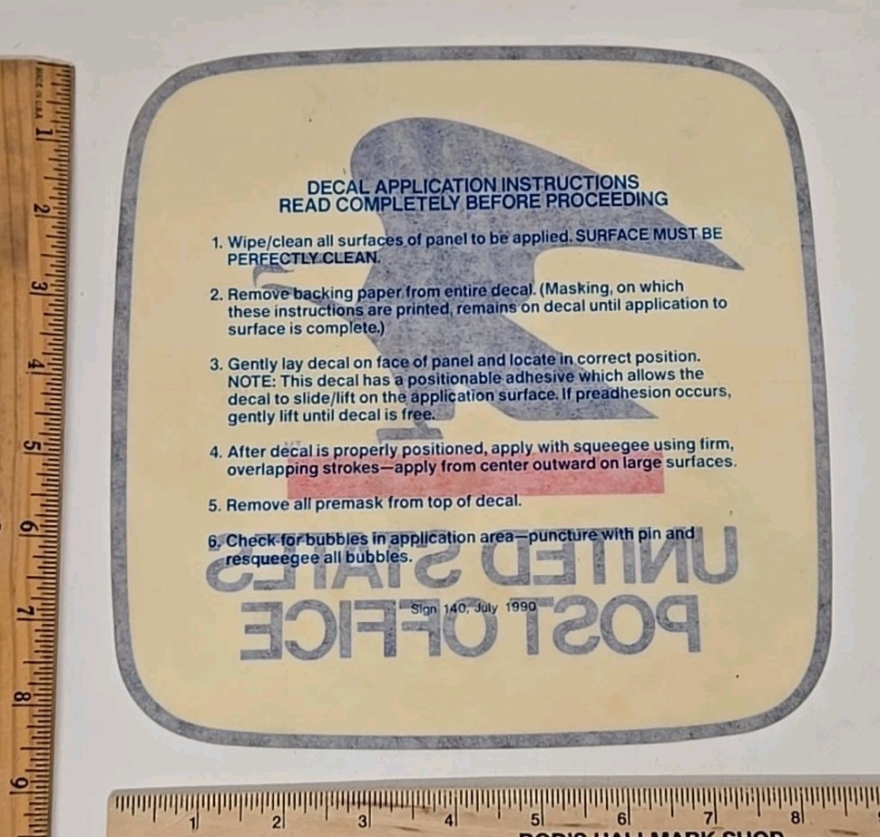 Usps Us Mail Eagle Emblem Logo 1990 Decal Sticker Post Office Htf New Vtg 1990s