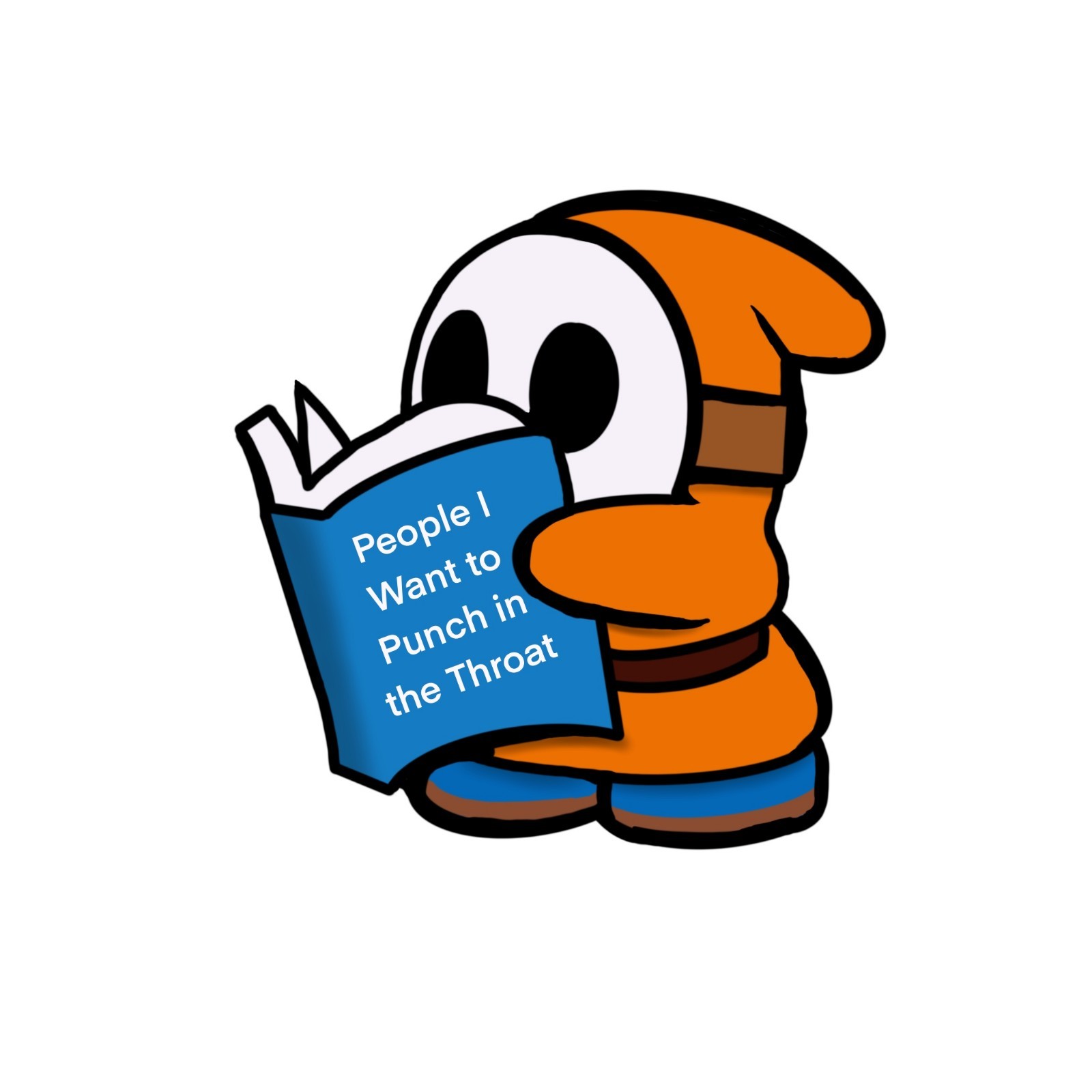 Laminated, Water Resistant, Shy Guy Reading A Book Sticker