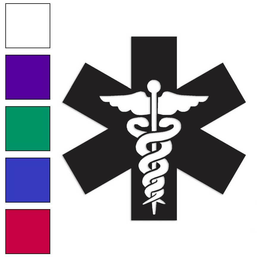 Caduceus Medical Symbol, Vinyl Decal Sticker, Multiple Colors & Sizes #3253