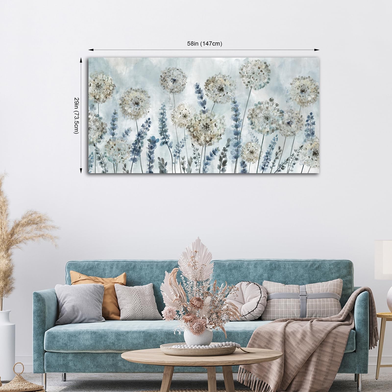 VEAEE Farmhouse Canvas Wall Art – Flowers Dandelion Wall Pictures,Living Room…