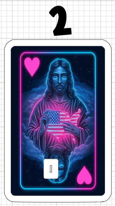 Jesus Neon Playing Card ATM Debit Credit Sticker Skin Christ God Christian USA