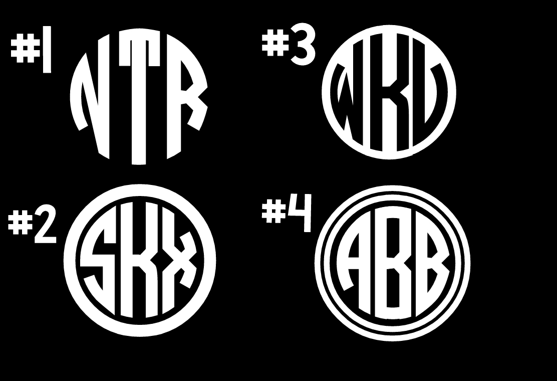 3" Monogram Circle Custom Name Tumbler Cup Decal Sticker