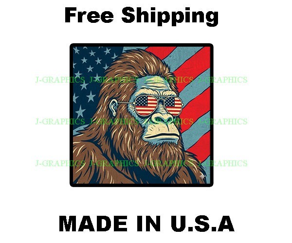 Bigfoot USA Flag patriotic sticker vinyl decal sasquatch A