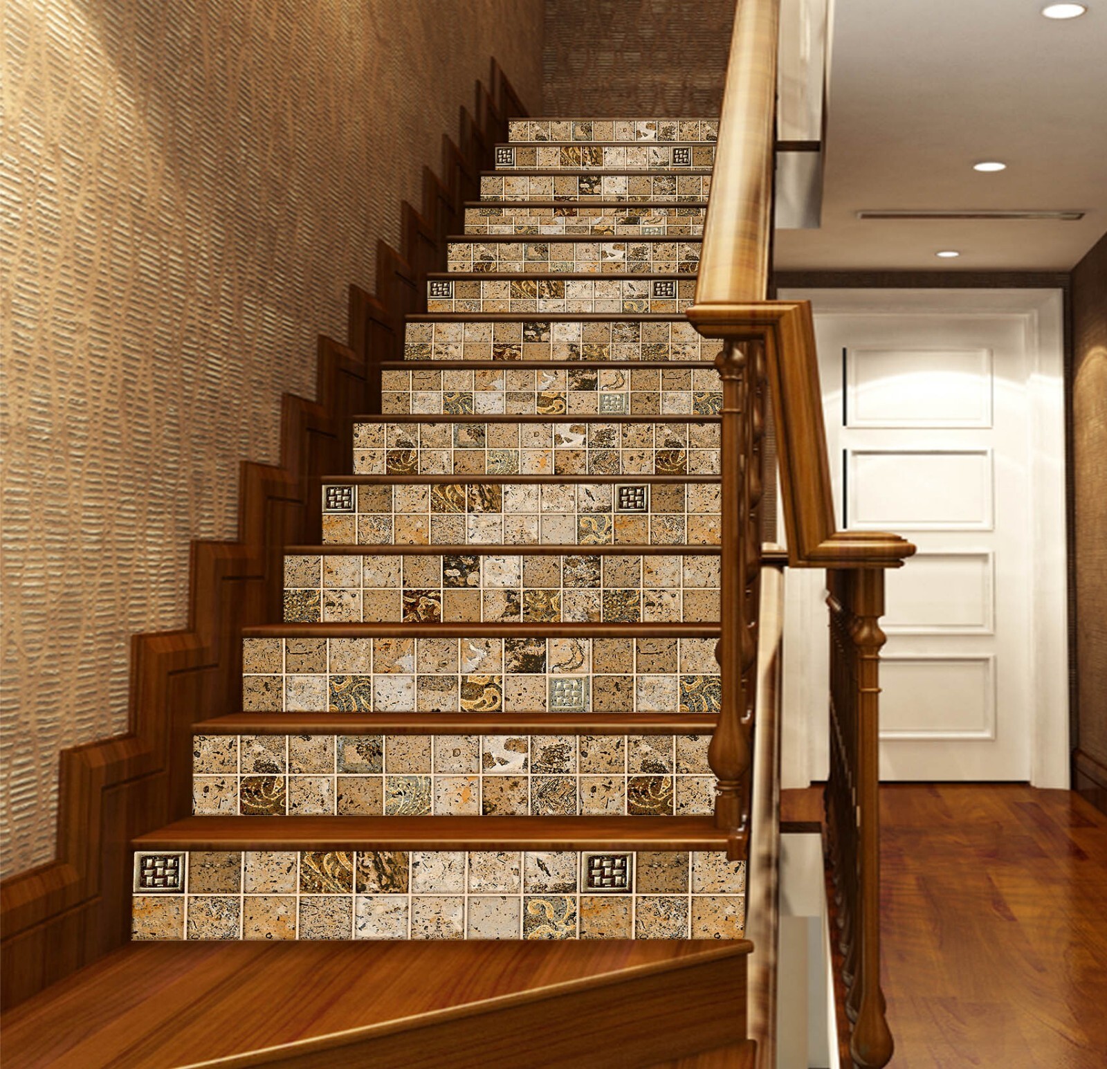 3D Brown Pattern ZHU318 Stairs Risers Decoration Photo Mural Vinyl Wallpaper Amy
