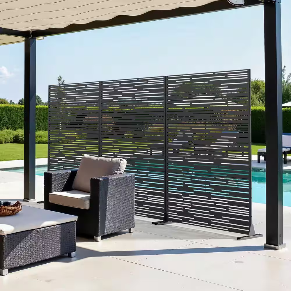 75 In. X 48 In. Outdoor Black Wall Applique or Wall Decal Decor Privacy Fence Sc
