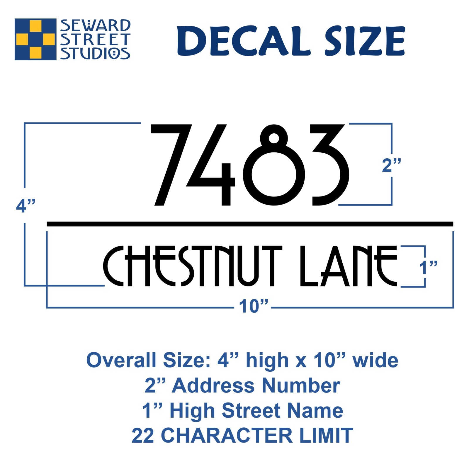 Art Deco Mailbox Address Decal, MCM Street Name Sticker / 4" h x 10" w – #1274