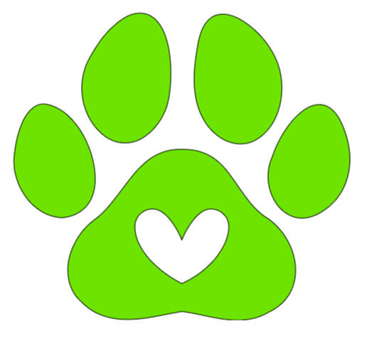Vinyl Decal, Paw/Heart, Glossy Lime Green, Various Sizes, Indoor/Outdoor