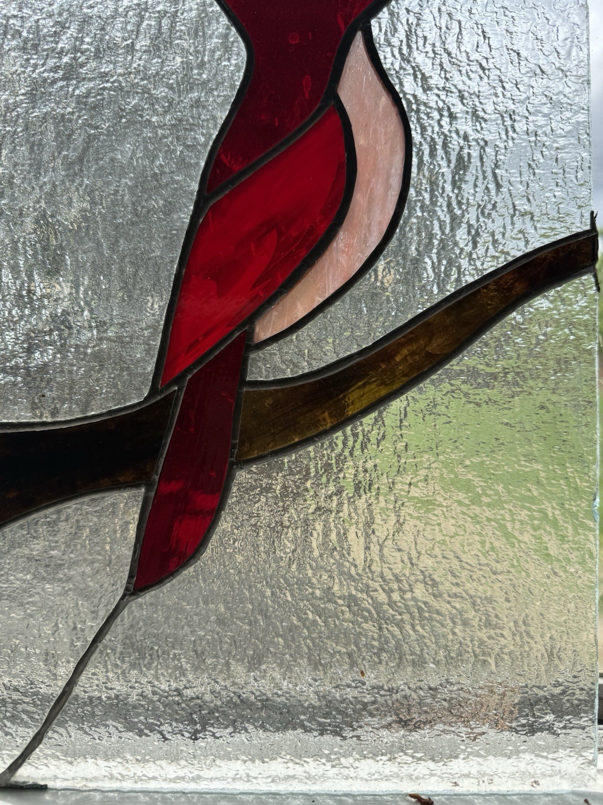 Stained Glass Bird Cardinal Window Panel 8”x12”