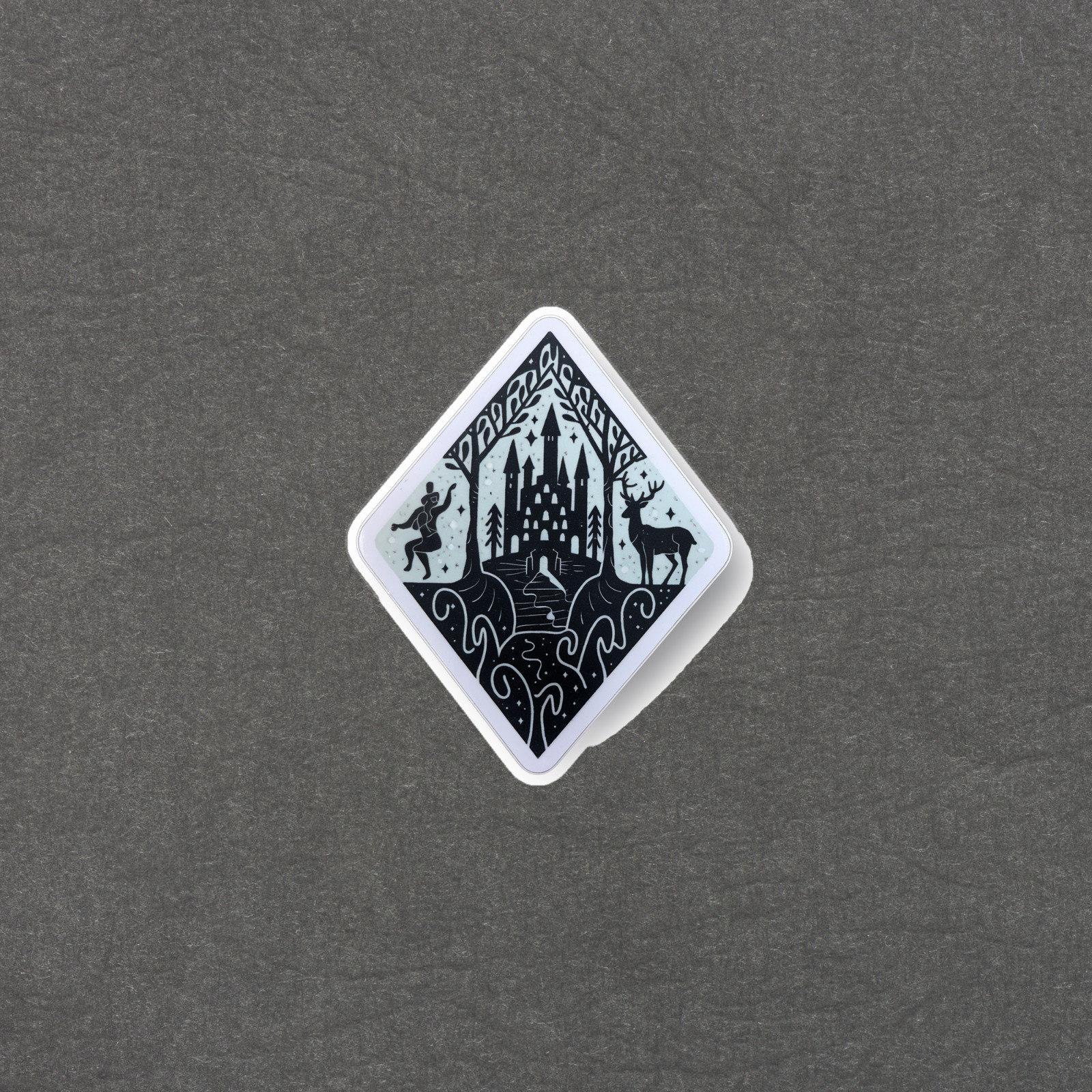 Enchanted Forest Sticker – Magical Fairytale Castle Silhouette Decal #4748